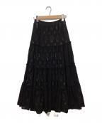 merry jennyメリージェニー）の古着「ROSEレースカットティアードスカート」｜ブラック