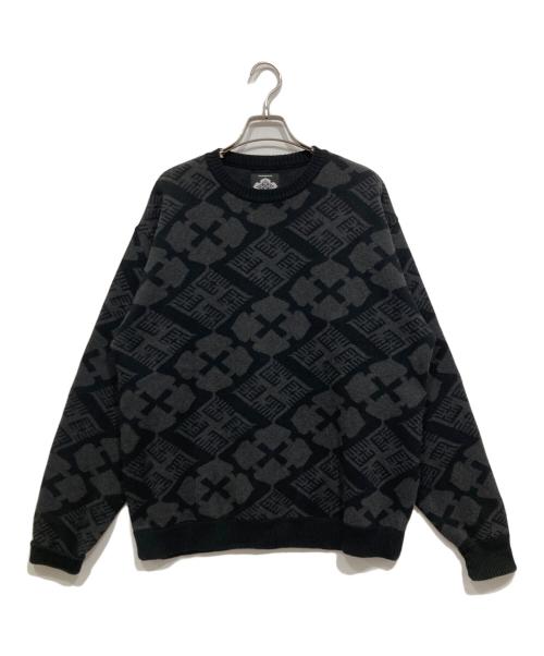 BUDSPOOL（バッズプール）BUDSPOOL (バッズプール) Gakkin (ガッキン) クルーネックニット / 花罰家紋 COTTON KNIT ブラック サイズ:Lの古着・服飾アイテム