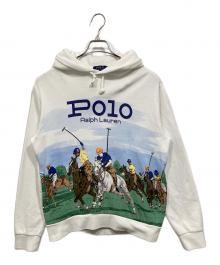 POLO RALPH LAUREN（ポロ・ラルフローレン）の古着「転写プリントプルオーバーパーカー」｜ホワイト