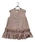 UNITED ARROWSユナイテッドアローズ）の古着「ギャザーノースリーブブラウス」｜ベージュ