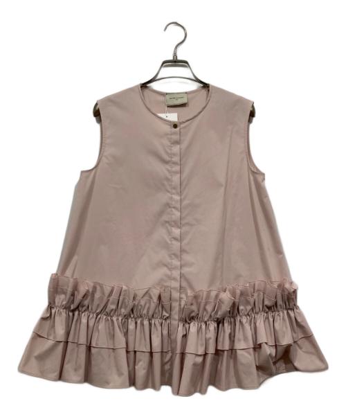 UNITED ARROWS（ユナイテッドアローズ）UNITED ARROWS (ユナイテッドアローズ) ギャザーノースリーブブラウス ベージュ サイズ:Mの古着・服飾アイテム