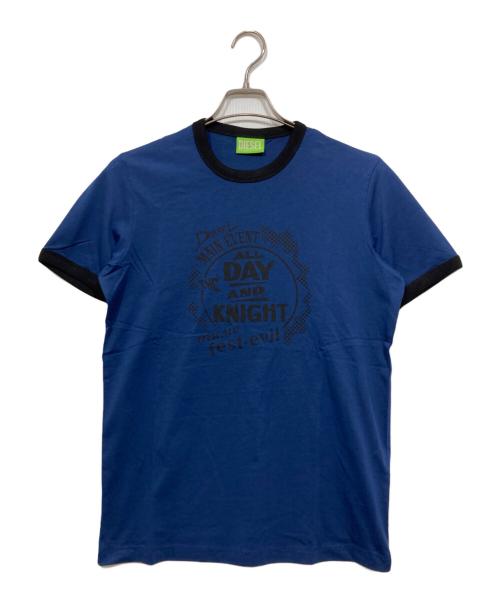 DIESEL（ディーゼル）DIESEL (ディーゼル) リンガーTシャツ ネイビー×ブラック サイズ:XSの古着・服飾アイテム