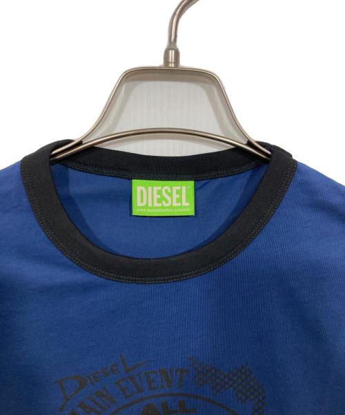 DIESEL（ディーゼル）DIESEL (ディーゼル) リンガーTシャツ ネイビー×ブラック サイズ:XSの古着・服飾アイテム