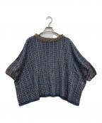 45Rフォーティファイブ・アール）の古着「総柄コットン半袖ニット」｜ネイビー