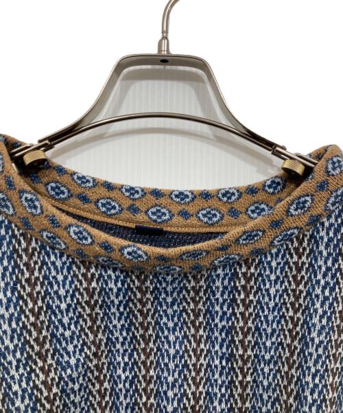 45R（フォーティファイブ・アール）45R (フォーティファイブ・アール) 総柄コットン半袖ニット ネイビー サイズ:Freeの古着・服飾アイテム