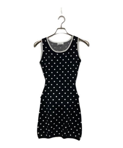 darich（ダーリッチ）Darich (ダーリッチ) ウエストマークドットニットミニワンピース ブラック サイズ:FREEの古着・服飾アイテム