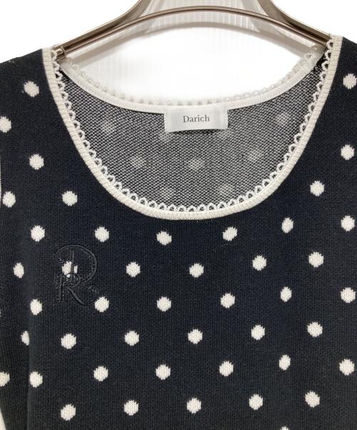 darich（ダーリッチ）Darich (ダーリッチ) ウエストマークドットニットミニワンピース ブラック サイズ:FREEの古着・服飾アイテム