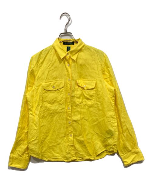 LAUREN RALPH LAUREN（ローレンラルフローレン）LAUREN RALPH LAUREN (ローレンラルフローレン) リネン長袖シャツ イエロー サイズ:Mの古着・服飾アイテム