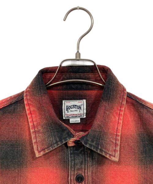 HOUSTON（ヒューストン）HOUSTON (ヒューストン) オンブレチェックビエラシャツ / VINTAGE OMBRE CHECK VIYELLA SHIRT / ビンテージオンブレーチェックビエラシャツ レッド サイズ:XXLの古着・服飾アイテム