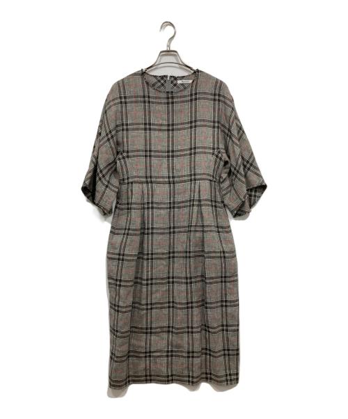 Aquascutum（アクアスキュータム）Aquascutum (アクアスキュータム) ツイストチェックワンピース グレー サイズ:Mの古着・服飾アイテム