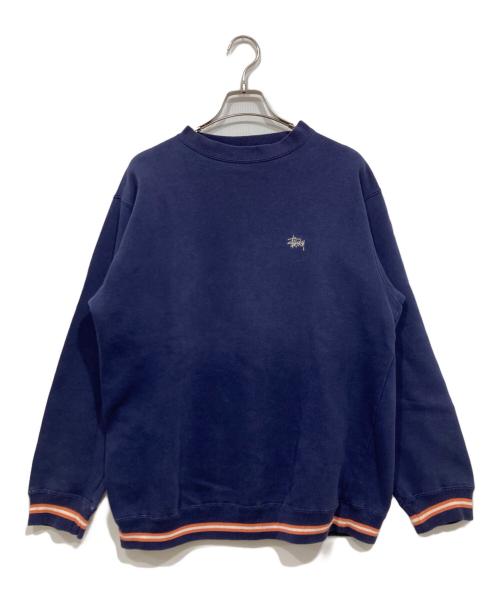 stussy（ステューシー）stussy (ステューシー) ロゴ刺繍クルーネックスウェット ネイビー サイズ:Sの古着・服飾アイテム
