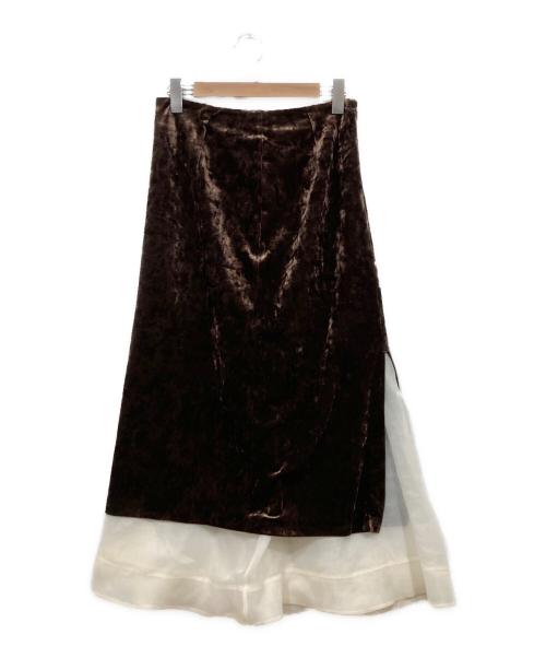 BABYLONE（バビロン）BABYLONE (バビロン) ベロアレイヤードスカート ブラウン サイズ:38の古着・服飾アイテム