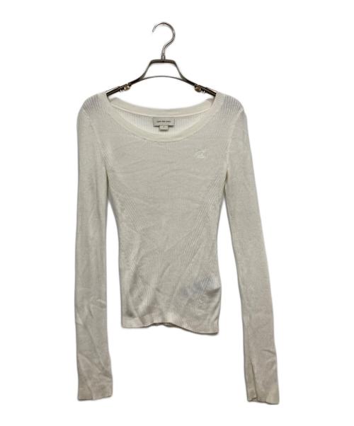 Calvin Klein（カルバンクライン）Calvin Klein (カルバンクライン) スリムクロップドセーター ホワイト サイズ:Sの古着・服飾アイテム