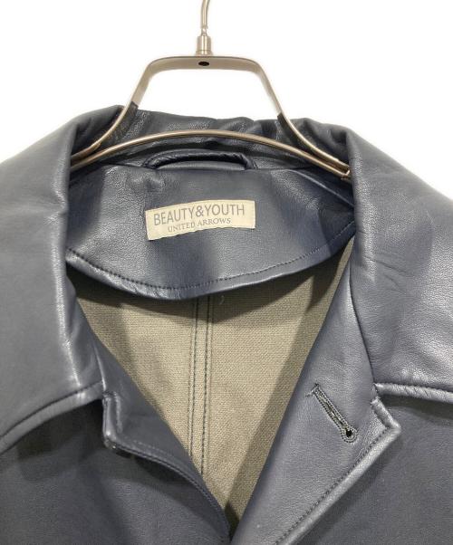 BEAUTY&YOUTH（ビューティーアンドユース）BEAUTY&YOUTH (ビューティーアンドユース) フェイクレザーカバーオール / FAUX/LAMB カバーオール ネイビー サイズ:Sの古着・服飾アイテム