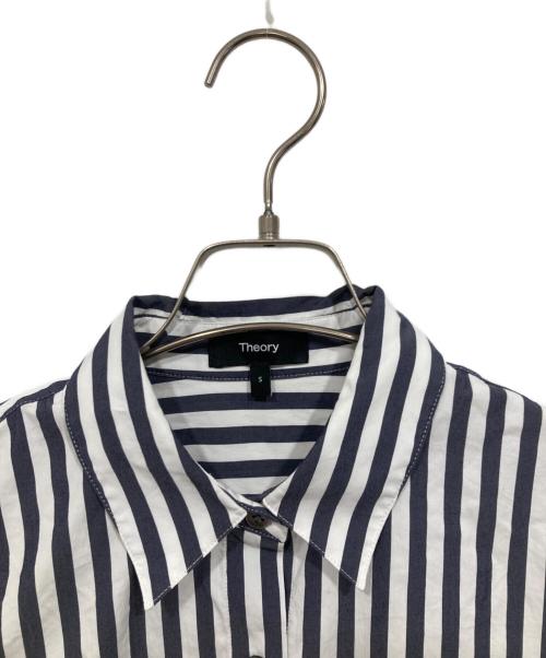 theory（セオリー）theory (セオリー) Awning Stripe Fixed Sleeve Shirt ホワイト×ネイビー サイズ:Ｓの古着・服飾アイテム