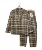 BEAMS Lightsビームスライト）の古着「セットアップ / シアサッカー ストライプ 2ボタン ジャケットセットアップ」｜ブラウン