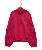 MAISON SPECIALメゾンスペシャル）の古着「ハーフジップジャケット / Milano Rib Flat Seam Stitch Prime-Over Half-Zip Pullover」｜ピンク