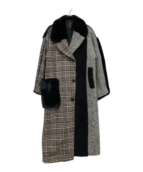 AULA AILA（アウラアイラ）AULA AILA (アウラアイラ) アシンメトリーコンビネーションロングコート グレー×ブラックの古着・服飾アイテム