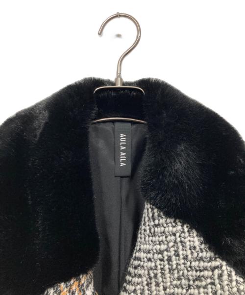 AULA AILA（アウラアイラ）AULA AILA (アウラアイラ) アシンメトリーコンビネーションロングコート グレー×ブラックの古着・服飾アイテム