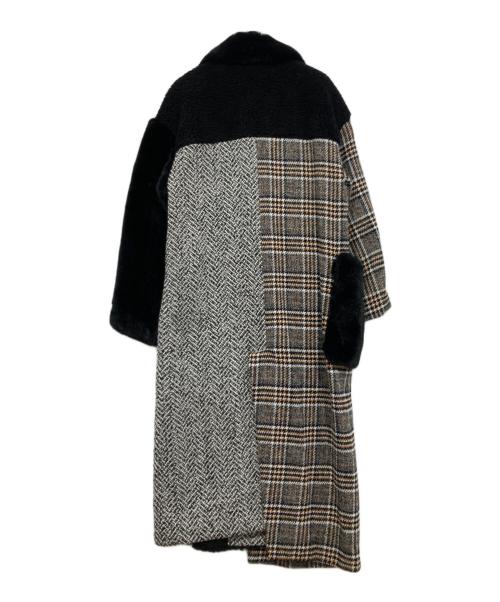 AULA AILA（アウラアイラ）AULA AILA (アウラアイラ) アシンメトリーコンビネーションロングコート グレー×ブラックの古着・服飾アイテム