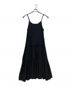 Loungedressラウンジドレス）の古着「サテンティアードキャミワンピース」｜ブラック