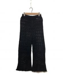 SLOBE IENA（スローブ イエナ）の古着「クロシェモチーフフリンジパンツ」｜ブラック