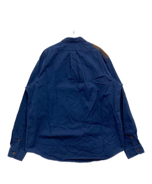 POLO RALPH LAUREN（ポロ・ラルフローレン）POLO RALPH LAUREN (ポロ・ラルフローレン) ショルダーパッチシャツ ネイビー×ブラウン サイズ:XXLの古着・服飾アイテム