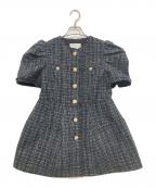 CELFORDセルフォード）の古着「ペプラムハーフスリーブジャケット　ツイード」｜ブラック