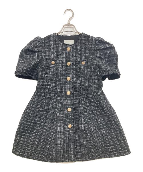 CELFORD（セルフォード）CELFORD (セルフォード) ペプラムハーフスリーブジャケット　ツイード ブラック サイズ:36の古着・服飾アイテム