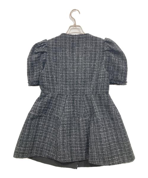 CELFORD（セルフォード）CELFORD (セルフォード) ペプラムハーフスリーブジャケット　ツイード ブラック サイズ:36の古着・服飾アイテム