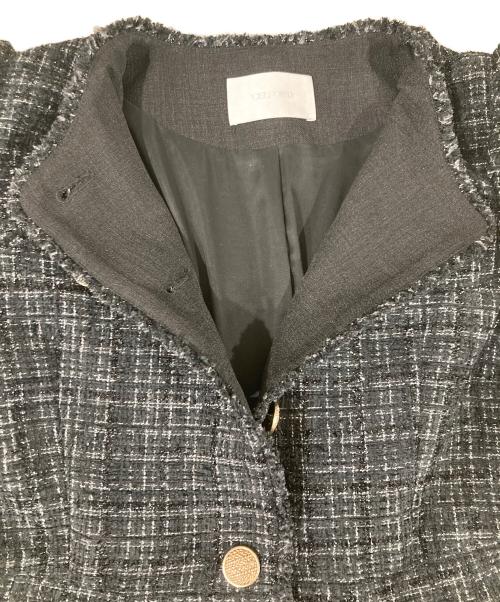 CELFORD（セルフォード）CELFORD (セルフォード) ペプラムハーフスリーブジャケット　ツイード ブラック サイズ:36の古着・服飾アイテム