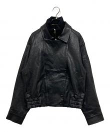 AEWEN MATOPH（イウエン マトフ）の古着「リブカラーレザーブルゾン」｜ブラック