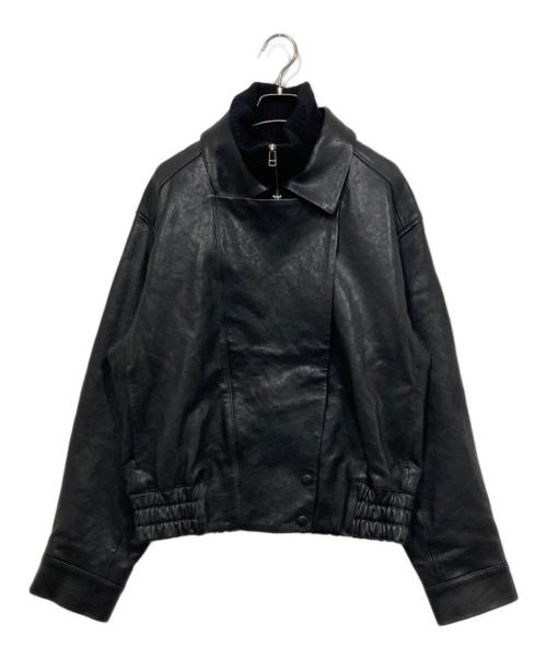 AEWEN MATOPH（イウエン マトフ）AEWEN MATOPH (イウエン マトフ) リブカラーレザーブルゾン ブラック サイズ:38の古着・服飾アイテム