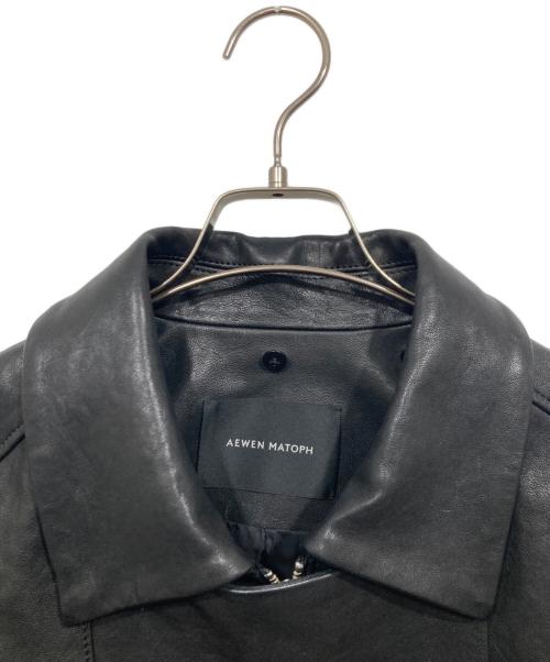 AEWEN MATOPH（イウエン マトフ）AEWEN MATOPH (イウエン マトフ) リブカラーレザーブルゾン ブラック サイズ:38の古着・服飾アイテム