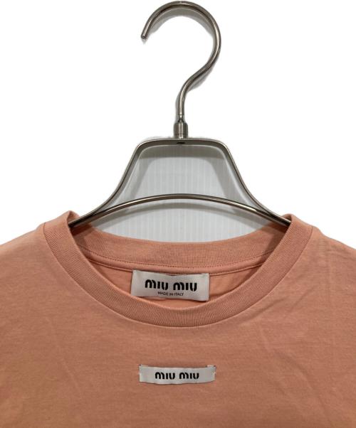 MIU MIU（ミュウミュウ）MIU MIU (ミュウミュウ) ロゴラベルTシャツ ピンク サイズ:XSの古着・服飾アイテム