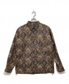 MR.OLIVEミスターオリーブ）の古着「総柄シャツ / SQUARE CUT REGULAR COLLAR SHIRT」｜ブラウン