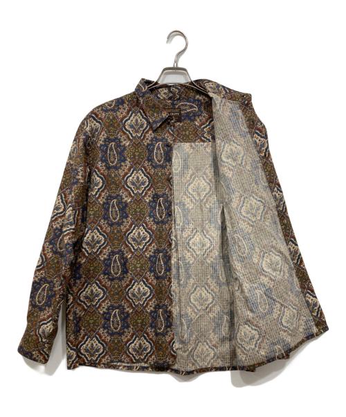 MR.OLIVE（ミスターオリーブ）MR.OLIVE (ミスターオリーブ) 総柄シャツ / SQUARE CUT REGULAR COLLAR SHIRT ブラウン サイズ:LARGEの古着・服飾アイテム