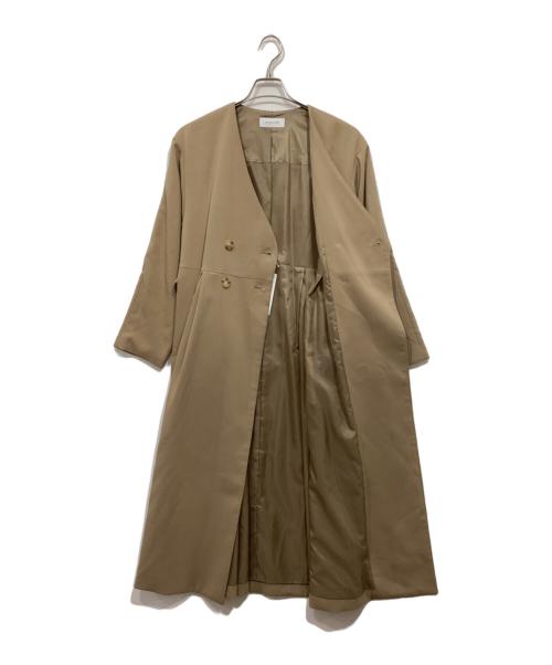 SIMPLICITE（シンプリシテ）SIMPLICITE (シンプリシテ) ノーカラーボックスタックコート ブラウン サイズ:Fの古着・服飾アイテム