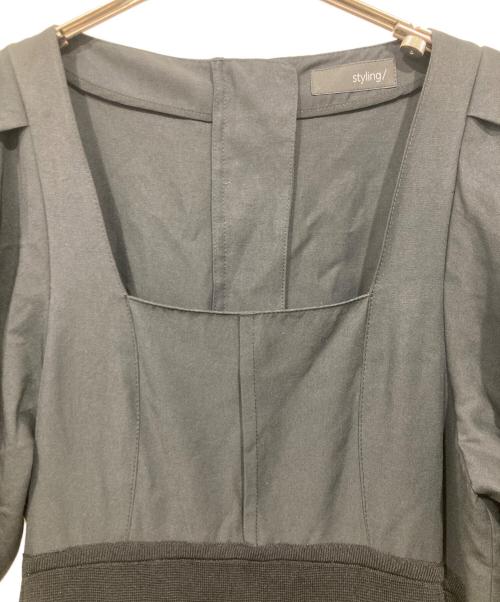 styling/（スタイリング）styling/ (スタイリング) スクエアネックドッキングワンピース ブラック サイズ:1の古着・服飾アイテム