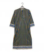 SZ Blockprints×Ron Hermanエスゼットブロックプリント×ロンハーマン）の古着「ストライプシャツワンピース」｜ベージュ×ブルー