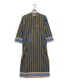 SZ Blockprints×Ron Herman（エスゼットブロックプリント×ロンハーマン）の古着「ストライプシャツワンピース」｜ベージュ×ブルー