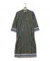 SZ Blockprints（エスゼットブロックプリント）の古着「ストライプシャツワンピース」｜ベージュ×ブルー