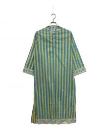 SZ Blockprints×Ron Herman（エスゼットブロックプリント×ロンハーマン）の古着「ストライプサイドスリットワンピース」｜イエロー×ブルー