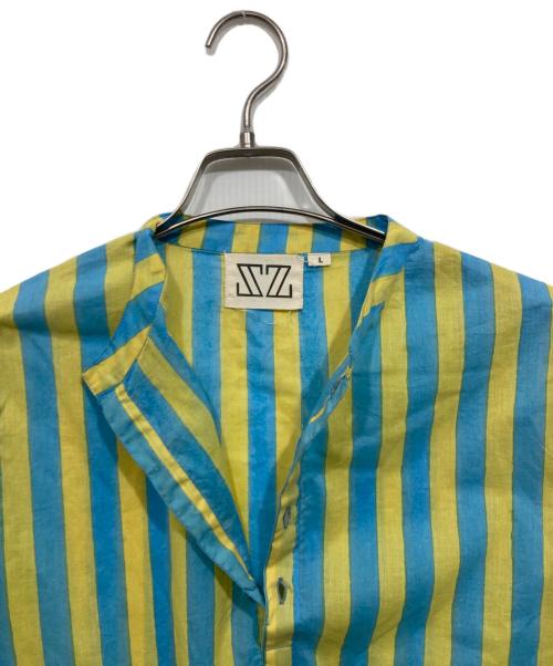 SZ Blockprints（エスゼットブロックプリント）SZ Blockprints (エスゼットブロックプリント) Ron Herman (ロンハーマン) ストライプサイドスリットワンピース イエロー×ブルー サイズ:Lの古着・服飾アイテム