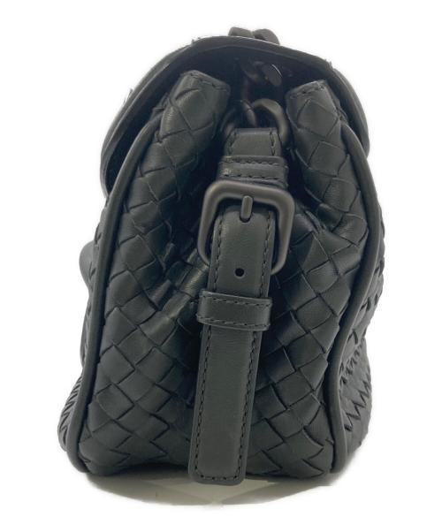BOTTEGA VENETA（ボッテガベネタ）BOTTEGA VENETA (ボッテガベネタ) リアルト イントレチャート フラップワンショルダーバッグ ブラックの古着・服飾アイテム