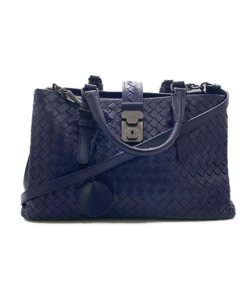 BOTTEGA VENETA（ボッテガベネタ）BOTTEGA VENETA (ボッテガベネタ) イントレチャート2WAYバッグ / ローマバッグ スモール ネイビーの古着・服飾アイテム