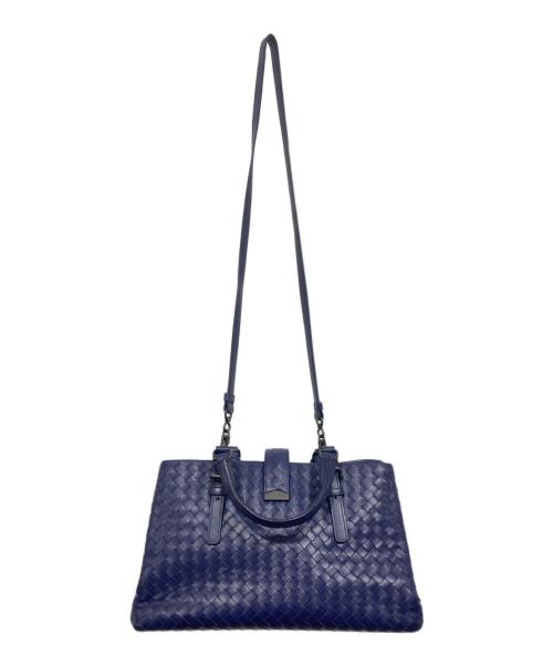 BOTTEGA VENETA（ボッテガベネタ）BOTTEGA VENETA (ボッテガベネタ) イントレチャート2WAYバッグ / ローマバッグ スモール ネイビーの古着・服飾アイテム