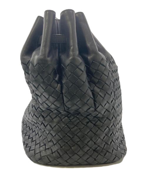BOTTEGA VENETA（ボッテガベネタ）BOTTEGA VENETA (ボッテガベネタ) 巾着イントレチャートハンドバッグ ブラックの古着・服飾アイテム
