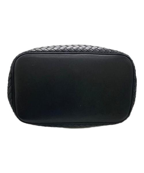 BOTTEGA VENETA（ボッテガベネタ）BOTTEGA VENETA (ボッテガベネタ) 巾着イントレチャートハンドバッグ ブラックの古着・服飾アイテム