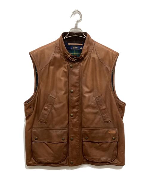 POLO RALPH LAUREN（ポロ・ラルフローレン）POLO RALPH LAUREN (ポロ・ラルフローレン) レザーハンティングベスト ブラウン サイズ:XXLの古着・服飾アイテム